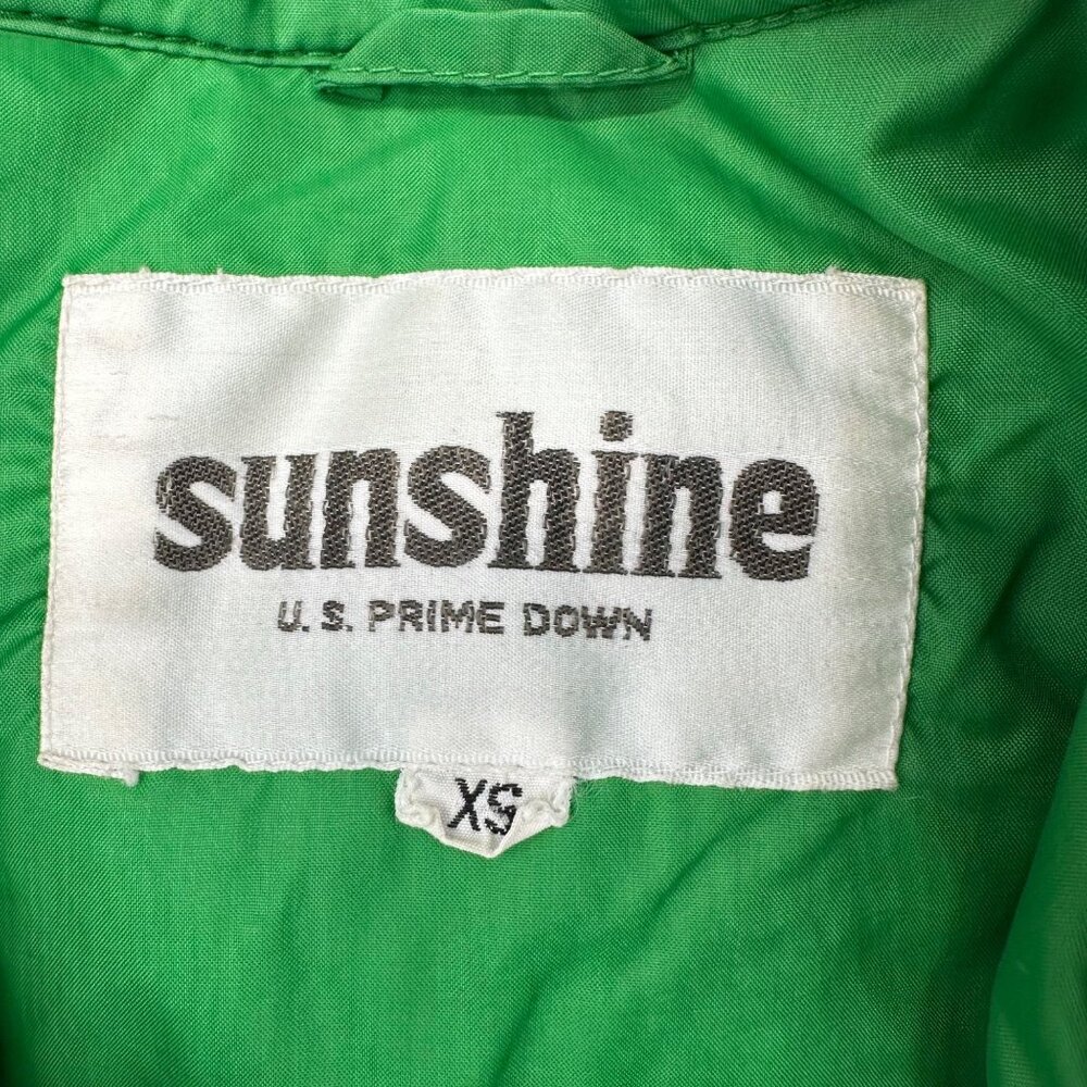Vintage Green Puffer Coat Down Jacket 1970s Sunshine Tarp Unisex Taiwan X-Small - Picture 10 of 11